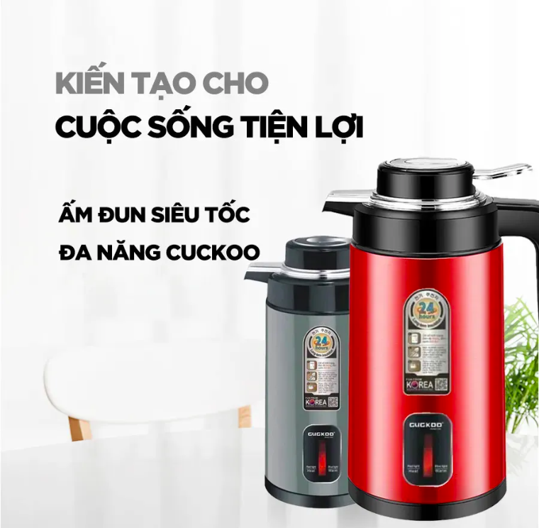 Ấm siêu tốc Cuckoo ST21 - Dung tích 3 lít - Lõi INOX 3 lớp - Ấm đun siêu tốc kiêm phích nước GUGKOO 