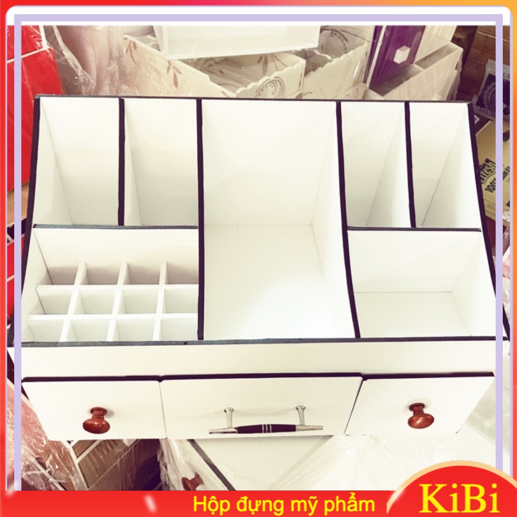 [HCM]Kệ đựng mỹ phẩm siêu dàu 40cm màu trắng viền đen – sang trọng