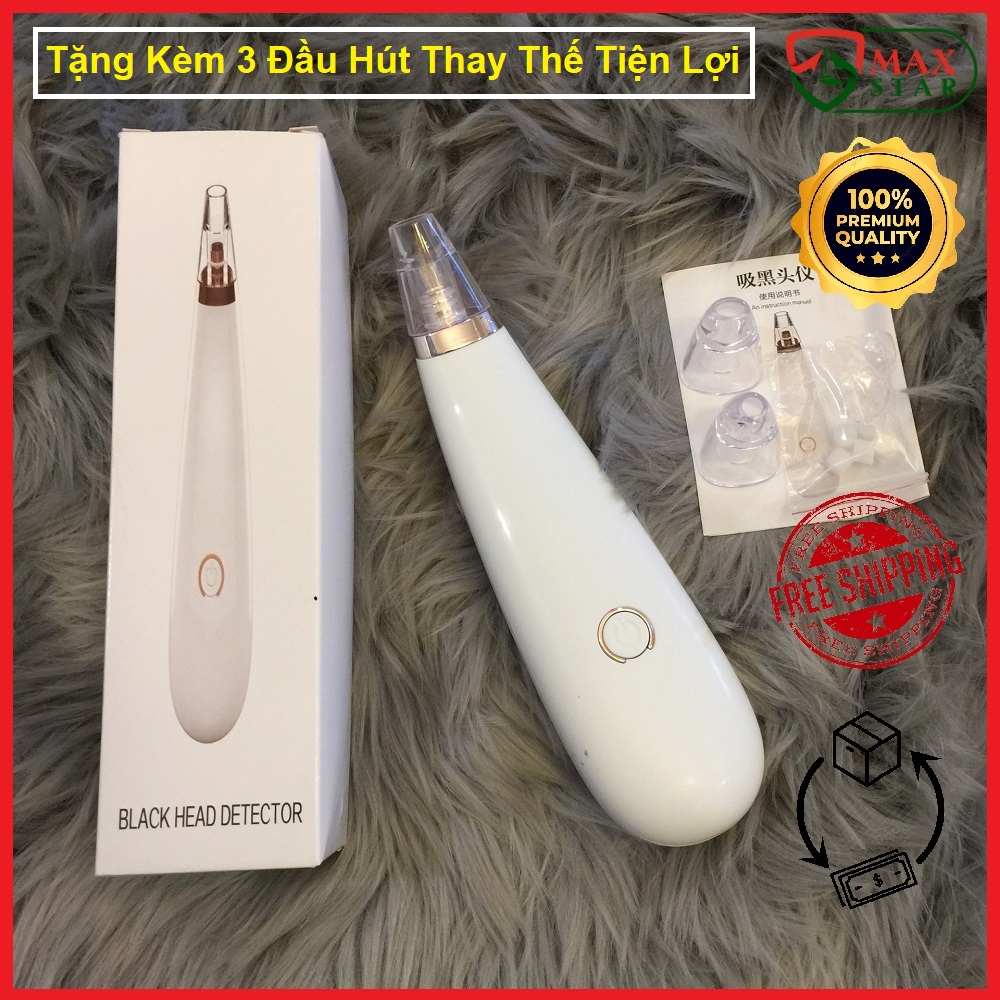 Máy Hút Mụn Đầu Đen Mini Cầm Tay Tích Điện Tặng Kèm 3 Đầu Hút Khác Nhau ✅