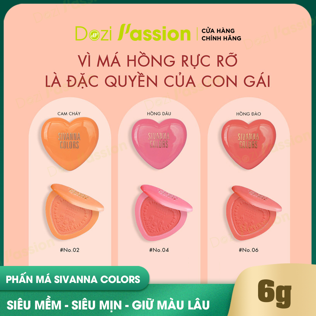 Phấn Má Hồng Sivanna Colors So Chic Long Lasting 16 House Blush HF6025 (6g)