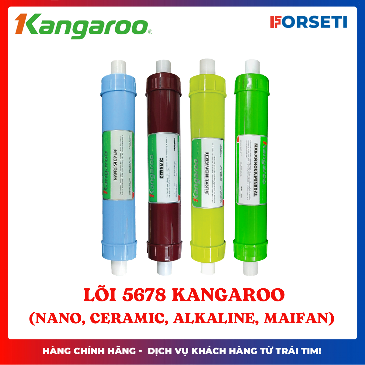 Combo 8 Lõi Lọc Nước 123 RO50GPD Nano Ceramic Alkaline Maifan KANGAROO - KH đang dùng lõi chức năng vặn ren cũ thì mua thêm cút cắm nhanh