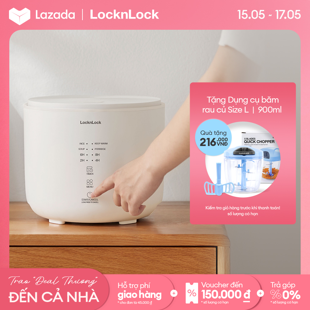 Nồi cơm điện đa chức năng Lock&amp;Lock Bianco Donggeurami rice cooker 1L- Màu ngà EJR334IVY - đa chế độ nấu giữ ấm 24h