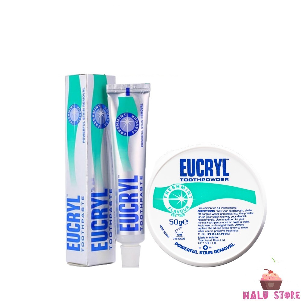 [Hot]Bột Tẩy Trắng Răng / Kem Đánh Răng Cấp Tốc Từ Anh Quốc Eucryl - Hộp 50G