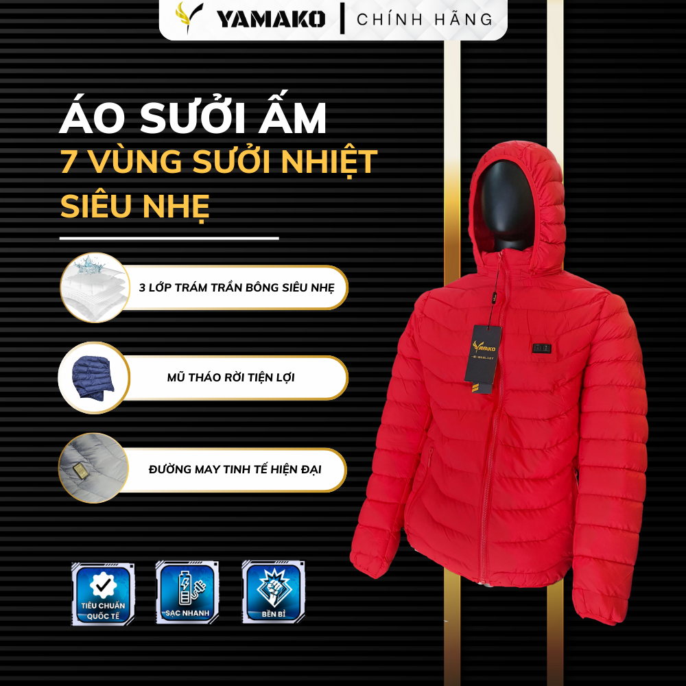 Áo khoác siêu nhẹ sưởi ấm Yamako 7 vùng sưởi nhiệt