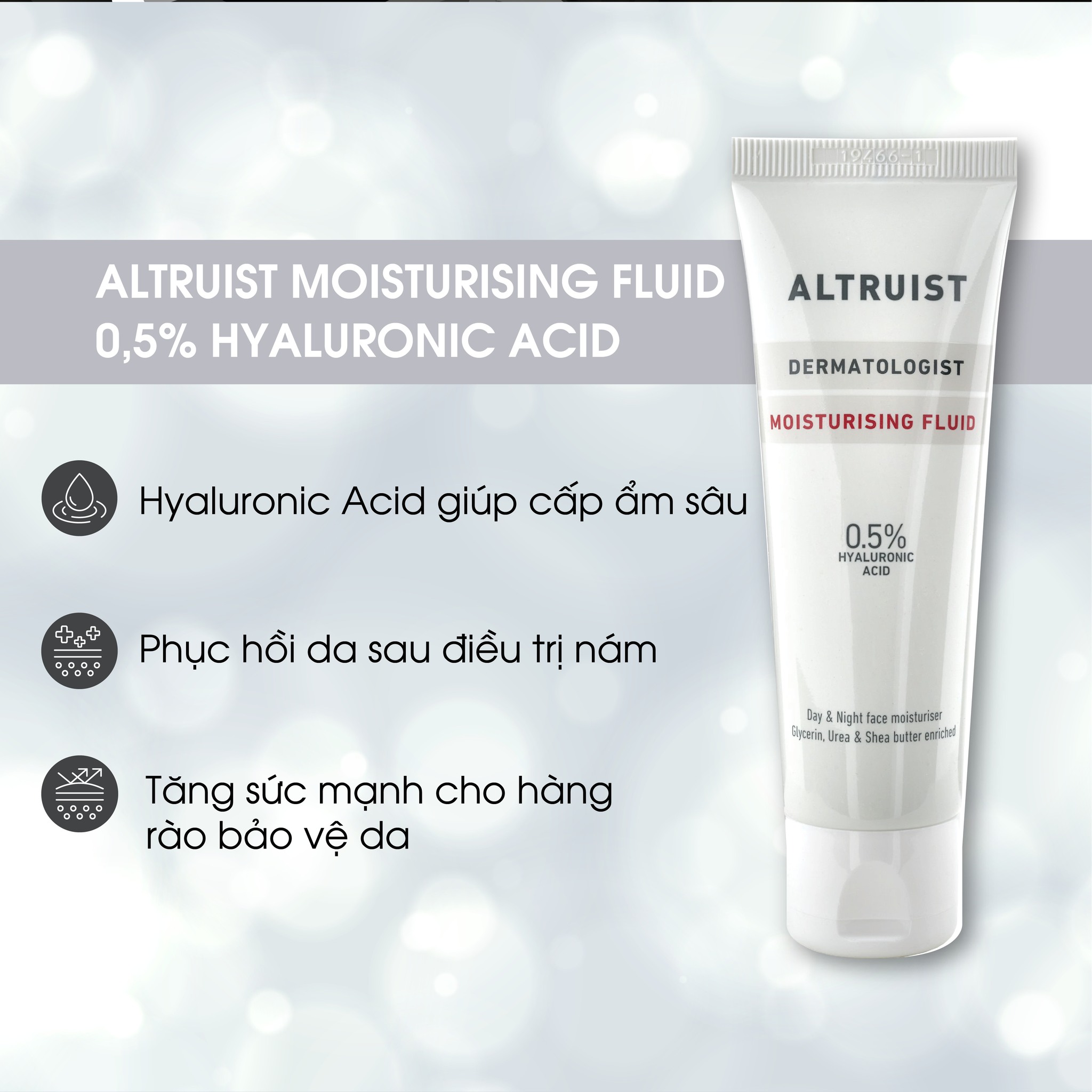 Kem Dưỡng Ẩm Thế Hệ Mới Altruist Dermatologist Moisturising Fluid 0.5% Hyaluronic Acid 50ml- UK