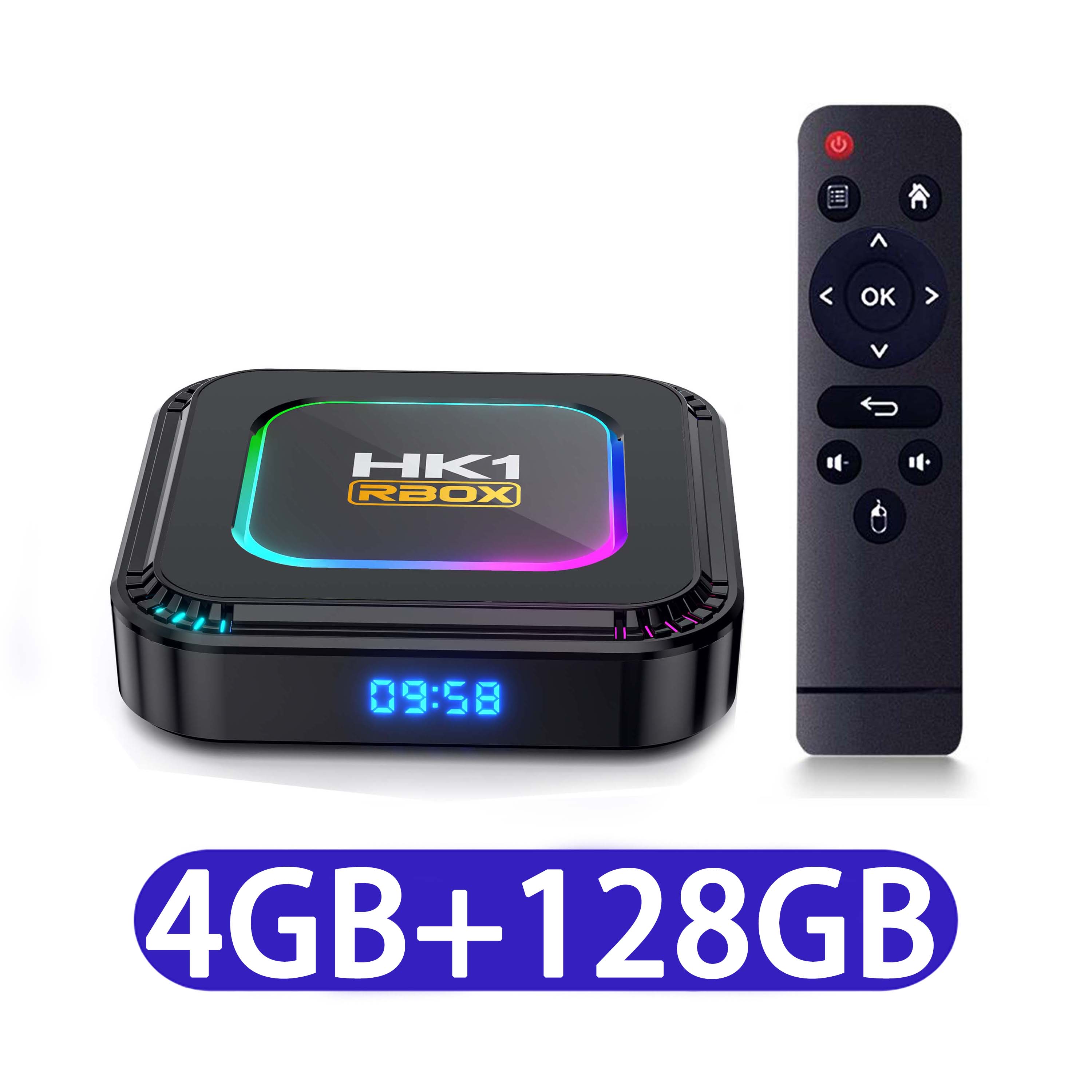 Tv Box Android13 RAM4GB +ROM 64GB Bluetooth 5.0 Smart TV Box 2.4G/5G WiFi Hỗ Trợ Giọng Nói Yutube NETFLIX bảo hành 1 năm HK1 rbbox-k8 rk3528