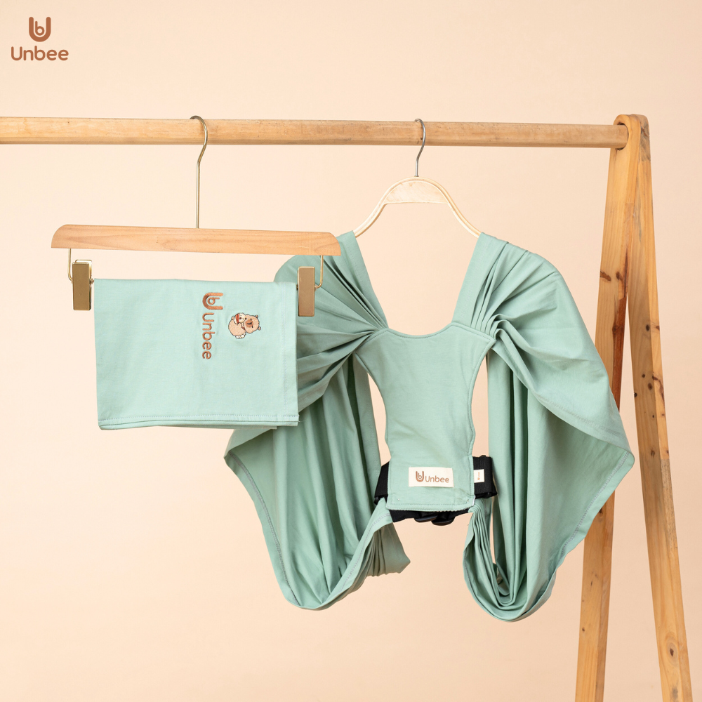 Địu vải cho bé sơ sinh UNBEE Cotton Organic đủ màu cho bé 0-24 tháng tuổi - địu em bé trợ lực