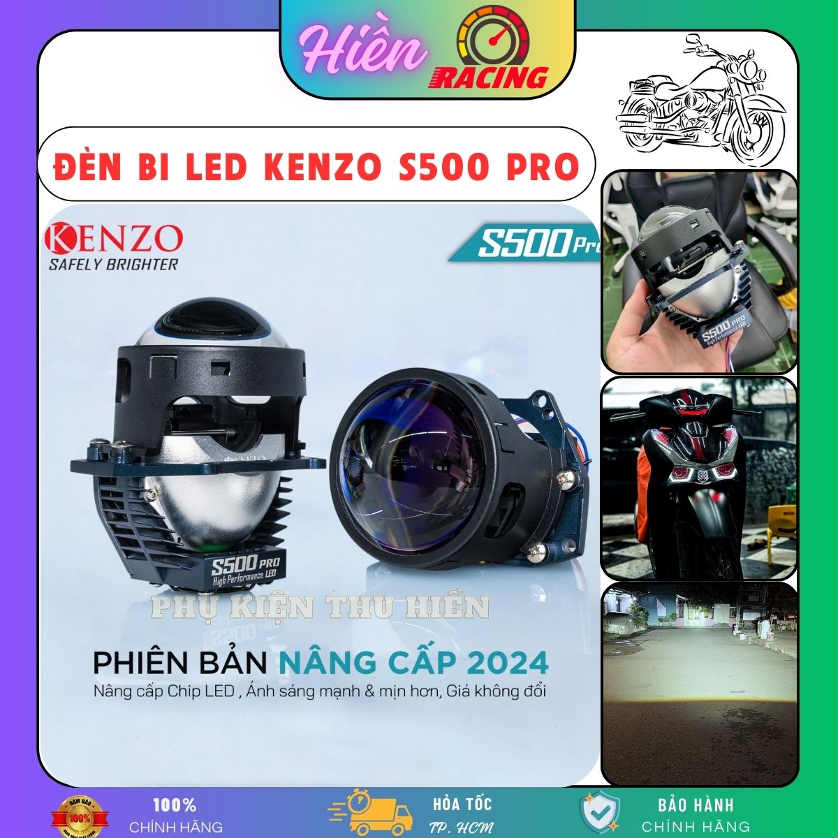 Đèn bi led Kenzo S500 Pro 2023 Siêu Ngắn Công Suất 55/65W ( giá 1 bóng )