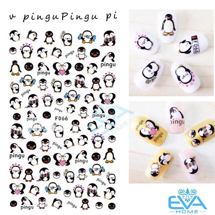 [Hcm]Miếng Dán Móng Tay 3D Nail Sticker Hoạt Hình Chim Cánh Cụt Pingu F066