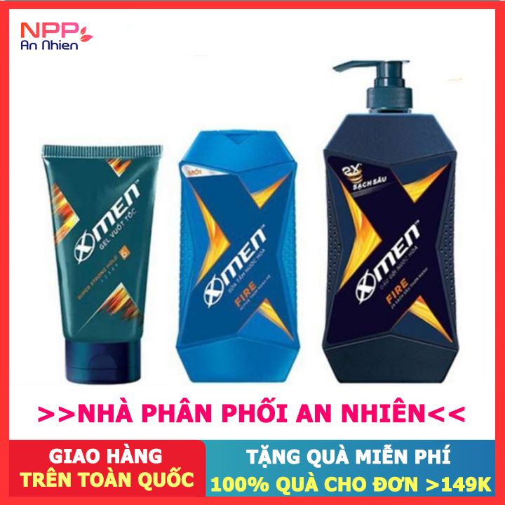 Combo Dầu Gội Nước Hoa X - Men Fire 650G + Sữa Tắm 180G + Gel Siêu Cứng Tóc 150G - Npp An Nhiên