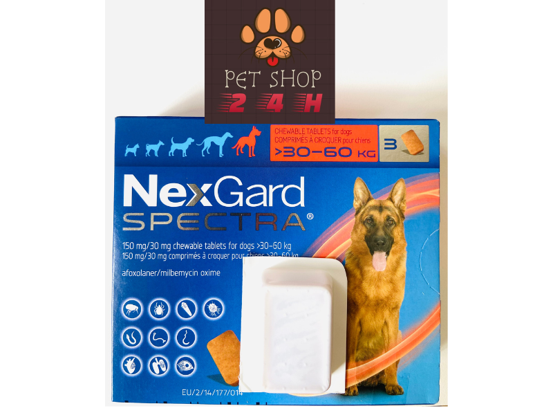 Viên nhai Nexgard Spectra hết ve rận viêm da ghẻ xổ giun cho Chó XL (30-60kgs)_Shop__24H