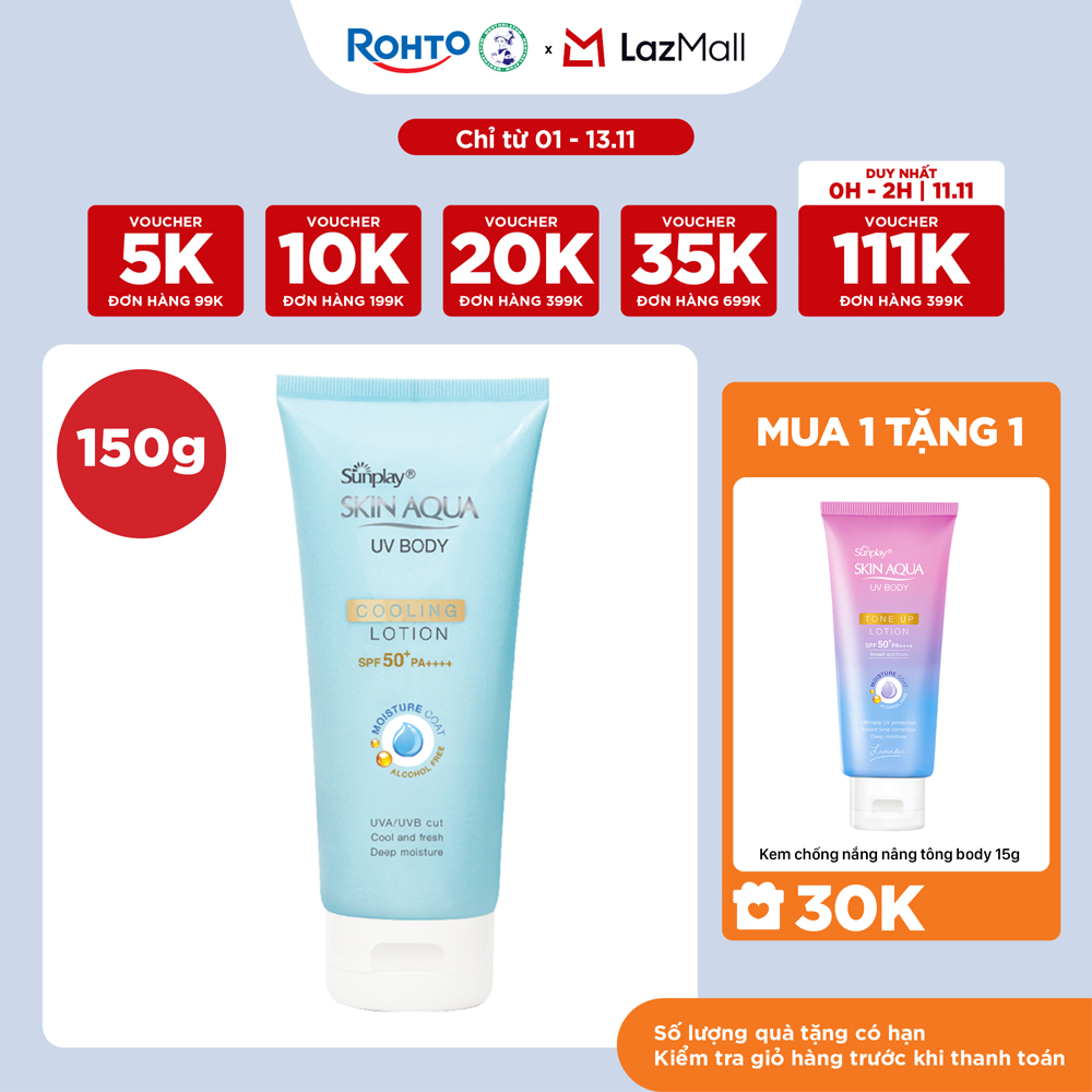 Kem chống nắng body Skin Aqua mát lạnh dùng hàng ngày Sunplay Skin Aqua UV Body Cooling Lotion SPF