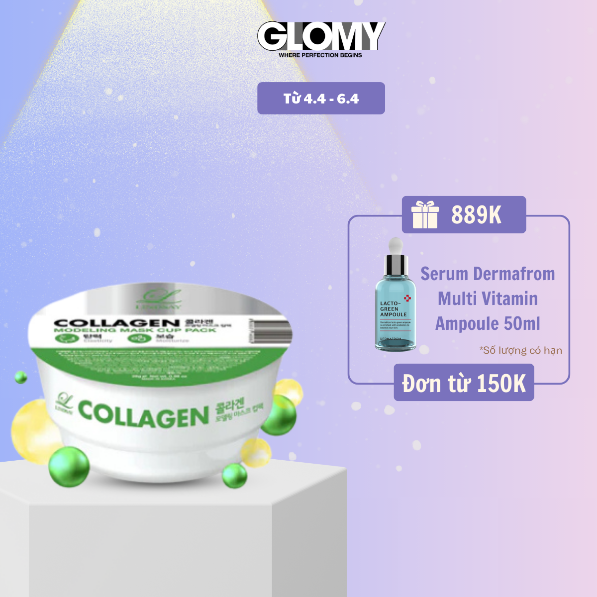 Mặt nạ dẻo LINDSAY Collagen dưỡng ẩm cấp nước cho da - Collagen Modeling Mask Cup Pack 28g
