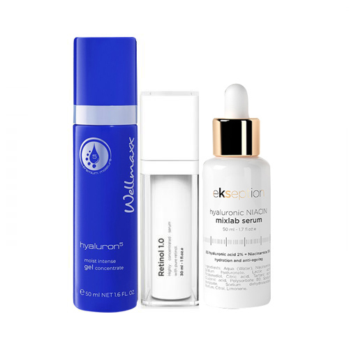 COMBO CHO DA  MỤN FUSION RETINOL  EKSEPTION NIACIN VÀ WELLMAXX HA GEL