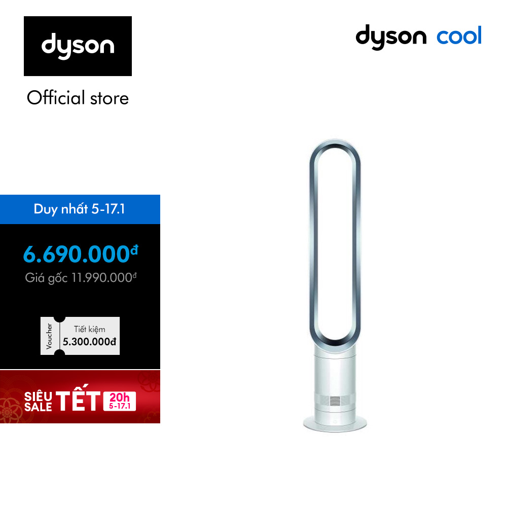 [Cơ hội Cuối 17.1: VC Lazada 10%] Quạt không cánh Dyson Cool AM07 (Trắng/Bạc)