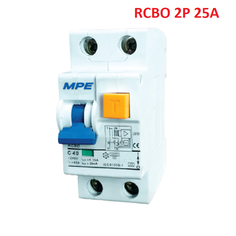 CB chống giật cầu dao chống rò điện RCBO 2P MPE 16A 20A 32A 40A 63A hàng chính hãng MPE