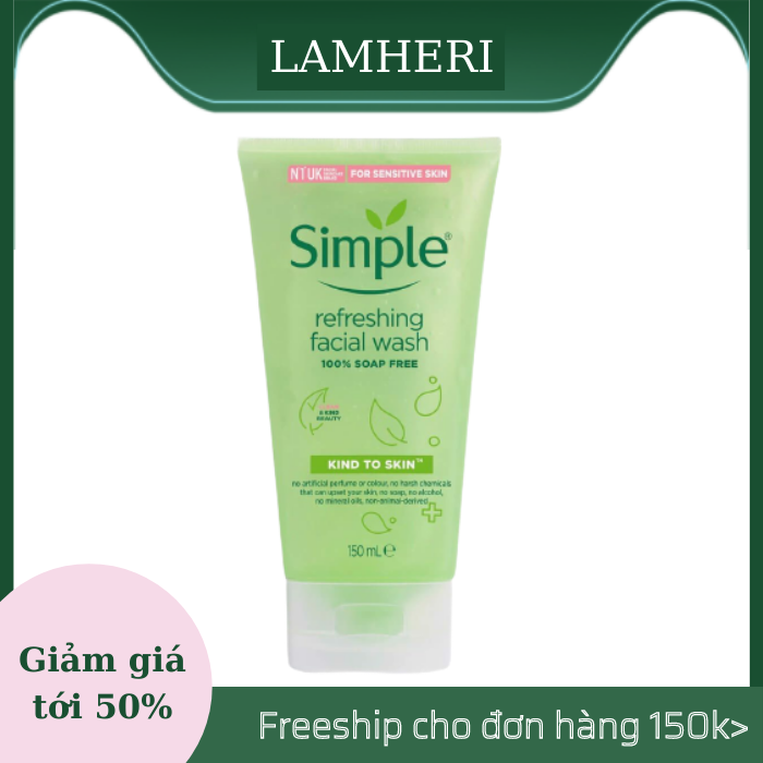 [HCM]Sữa rửa mặt SIMPLE KIND TO SKIN REFRESHING FACIAL WASH GEL 150ml
