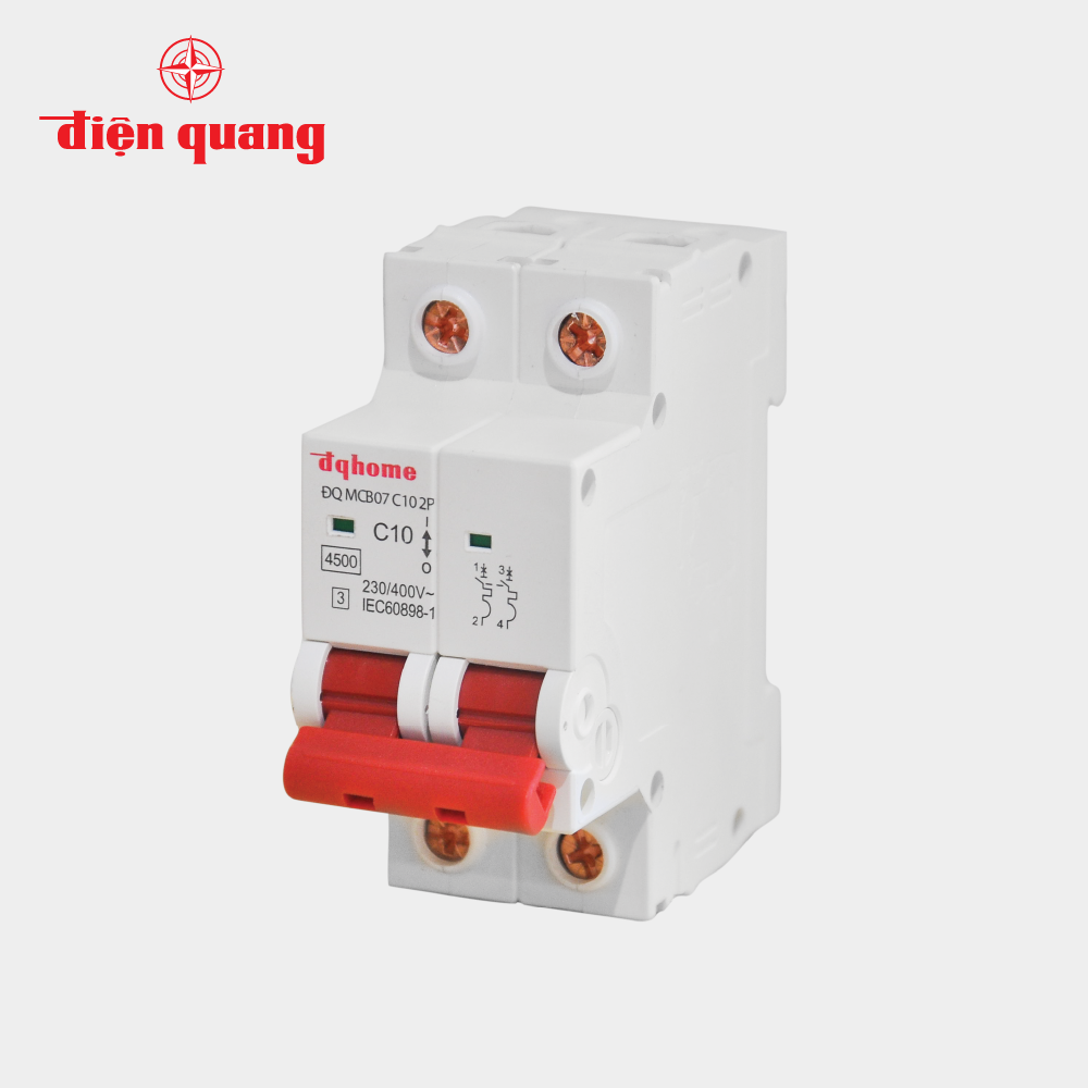 Cầu dao tự động DQHome ĐQ MCB08 C16 2P (MCB 2 cực 16A loại C 4.5KA class 3)