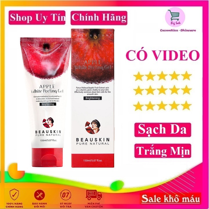 Tẩy da chết Sáng da và sạch mụn đầu đen Beauskin Apple white peeling gel + Tặng kèm Mặt nạ tái tạo da 35K Centella Cica Sheet Mask - Hàn Quốc Chính Hãng
