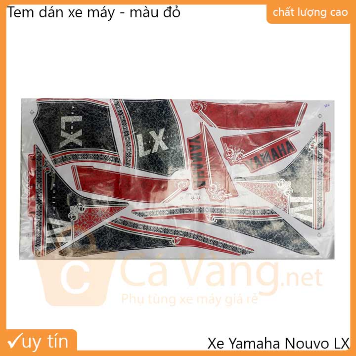 Tem xe máy Nouvo LX 135 LC - LOẠI 3 lớp TEM tốt dán dàn áo xe màu ĐỎ ĐEN