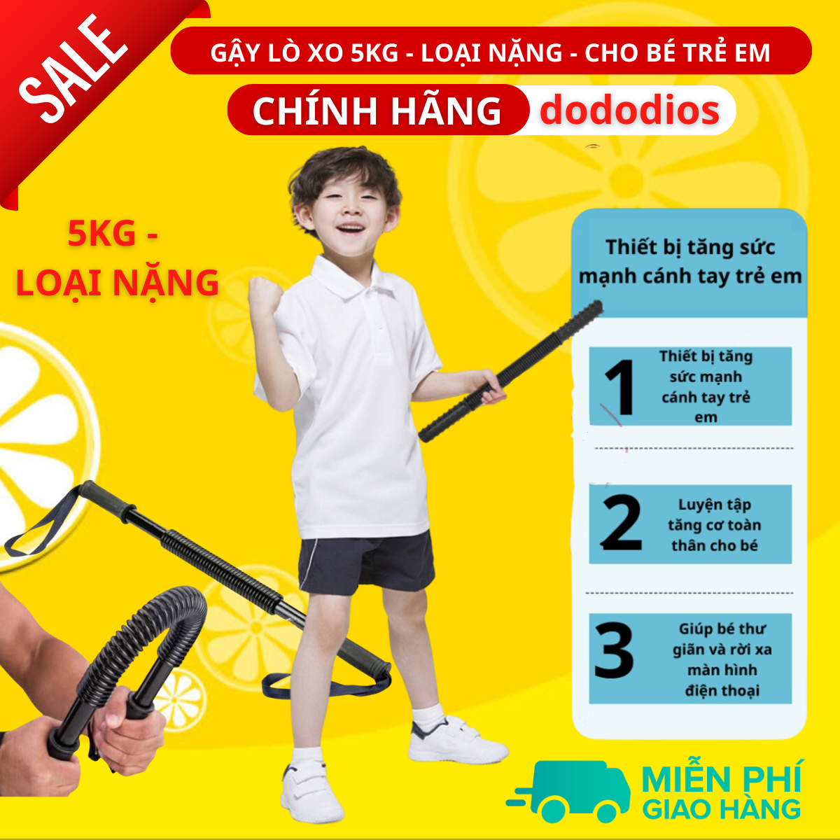 gậy lò xo tập cơ tay 5kg cho trẻ em - thanh lò xo tập cơ tay 5kg cho bé - Chính hãng dododios