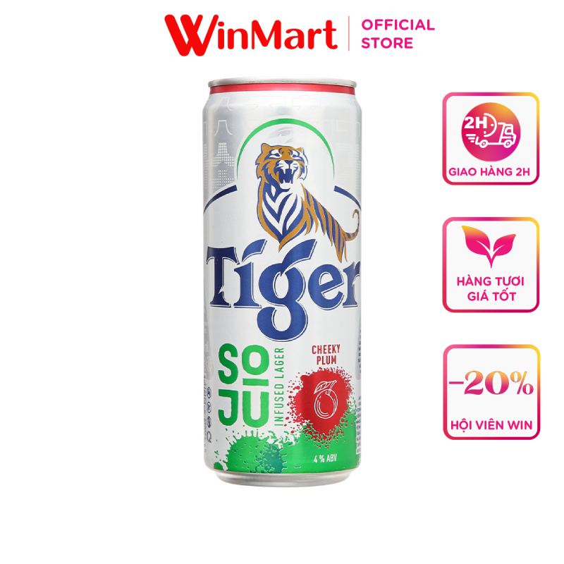 [Siêu thị WinMart] - Bia Tiger Soju Cherry lon sleek 330ml