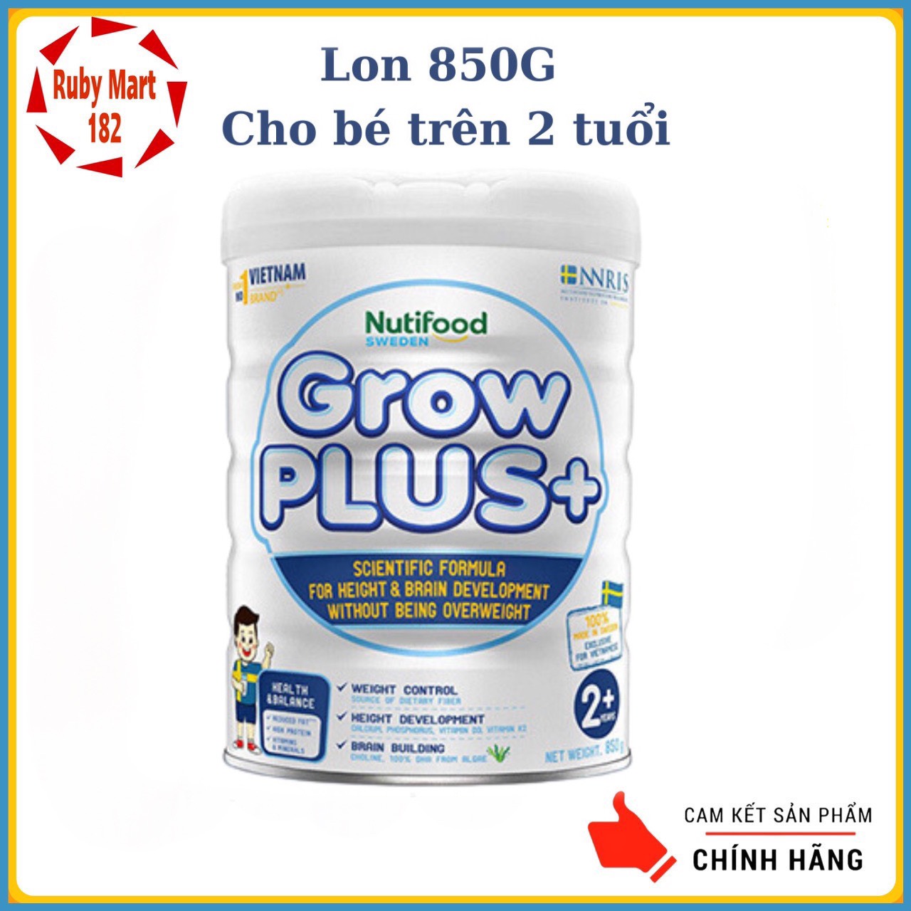 [Date 3.2025] Sữa Bột Nutifood GROW PLUS TRẮNG cho trẻ béo phì Lon 850g (trẻ 2 tuổi trở lên)