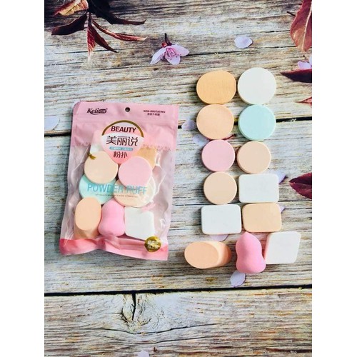 Set 13 Bông Mút Trang Điểmdặm Phấn Chính Hãng Kelilii As