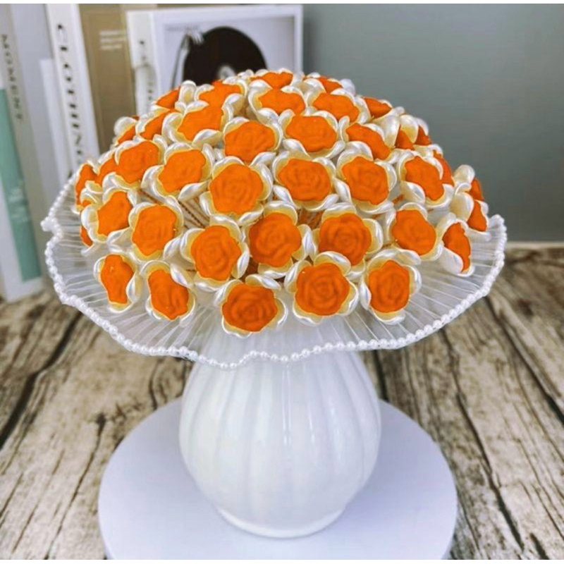 TẶNG ĐÈN Bộ vật liệu tự làm bình hoa 66-99 bông trang trí mẫu hoa hồng S0159