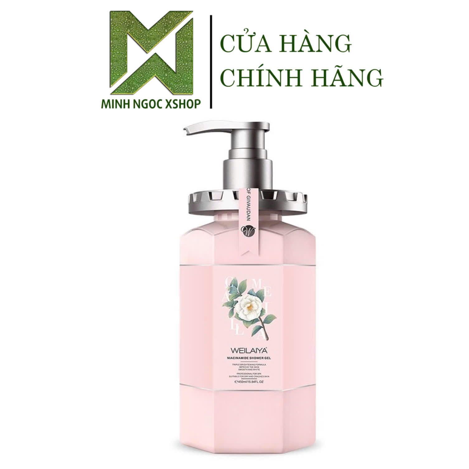 Sữa tắm trắng hoa trà Camelia Weilaiya chai 450ML