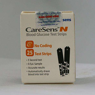 QUE THỬ ĐƯỜNG HUYẾT CARESENS N HỘP 25 QUE