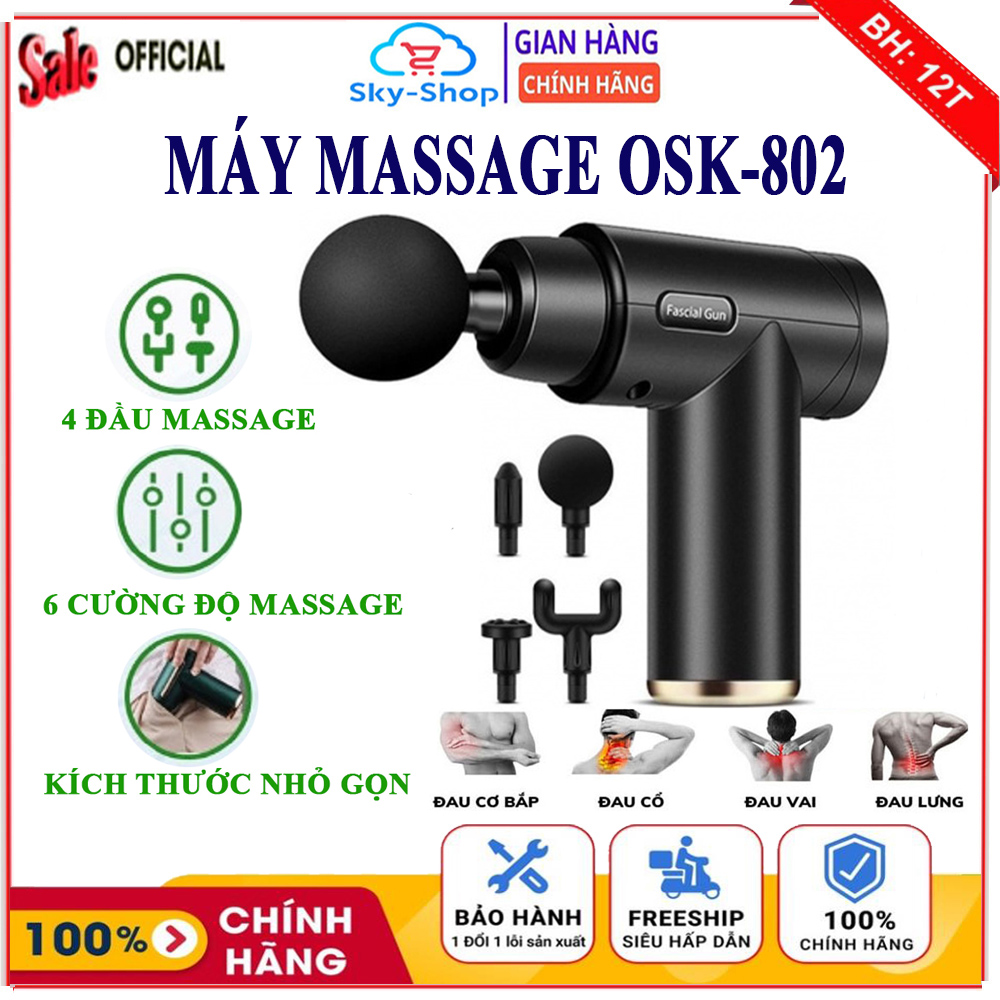 [BẢO HÀNH 12 THÁNG] Máy massage cầm tay Máy massage toàn thân cao cấp  4 đầu 6 chế độ máy massage OSK - 802 massage nhức mỏi vai gáy đau giãn cơ súng mát xa súng massage toàn thân