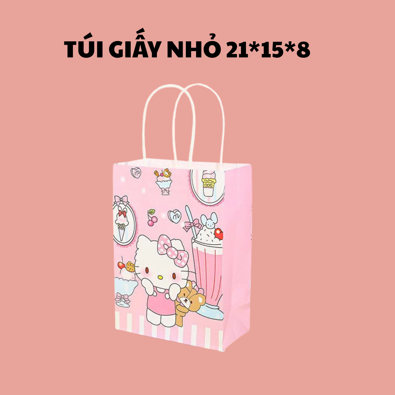 HC0002 SET 5-10 TÚI GIẤY QUÀ TẶNG HÌNH CAPYBARA KUROMI MELODY KITTY TÚI ĐỰNG QUÀ SINH NHẬT