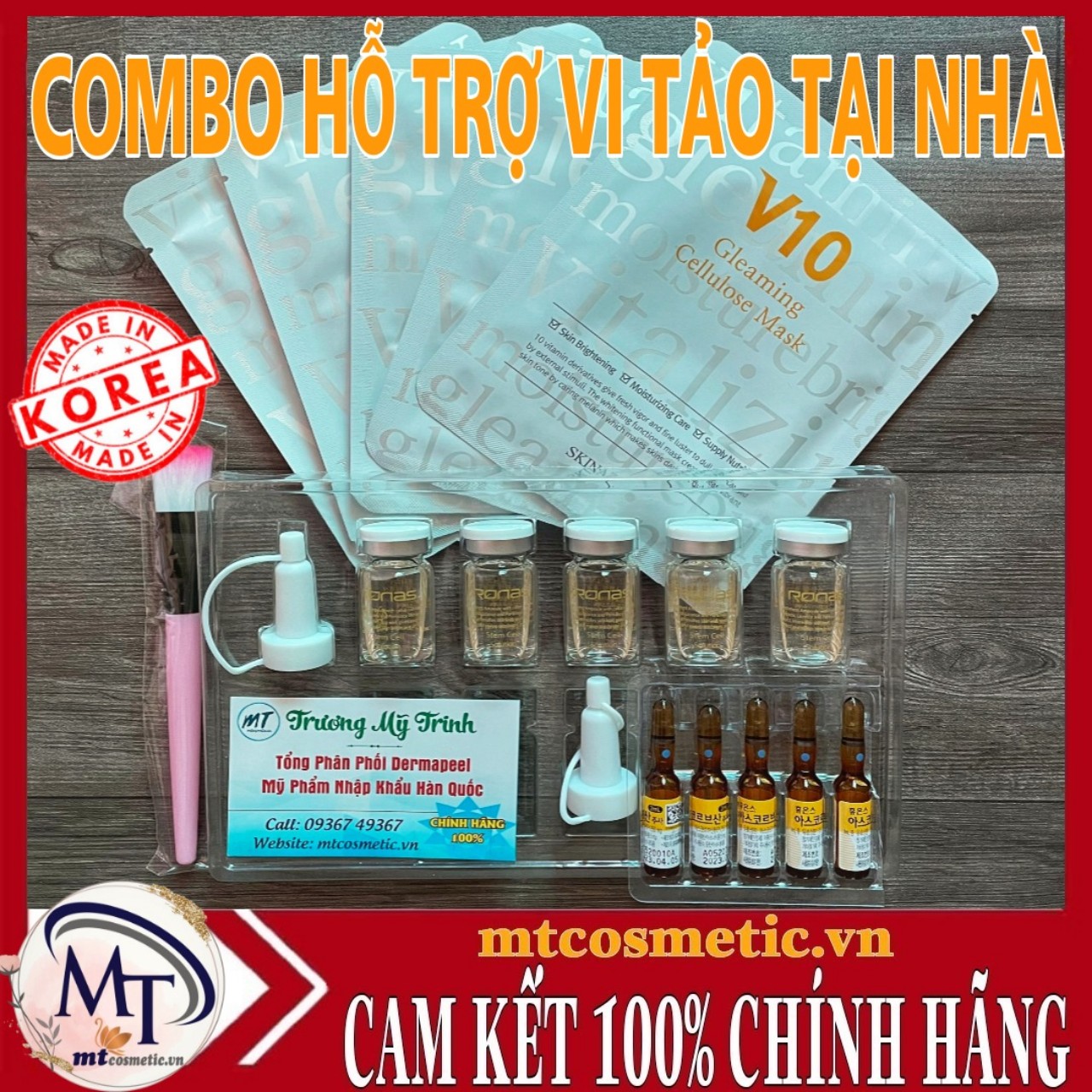 Combo Sản Phẩm Hỗ Trợ Vi Tảo - Chăm Sóc Da Tại Nhà - Tbg Ronas - Nạ V10 Skinaz - Vitamin C