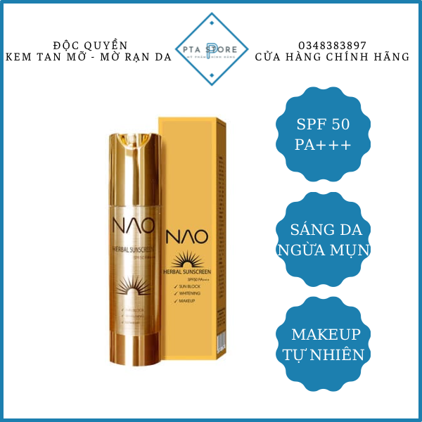 Kem Chống Nắng Cao Cấp Nao Spf 50 Pa+++ Che Khuyết Điểm Mềm Mịn Da Không Bết Rít Không Thấm Nước Chống Tia Cực Tím Tia Ánh Sáng Xanh Của Thiết Bị Điện Tử