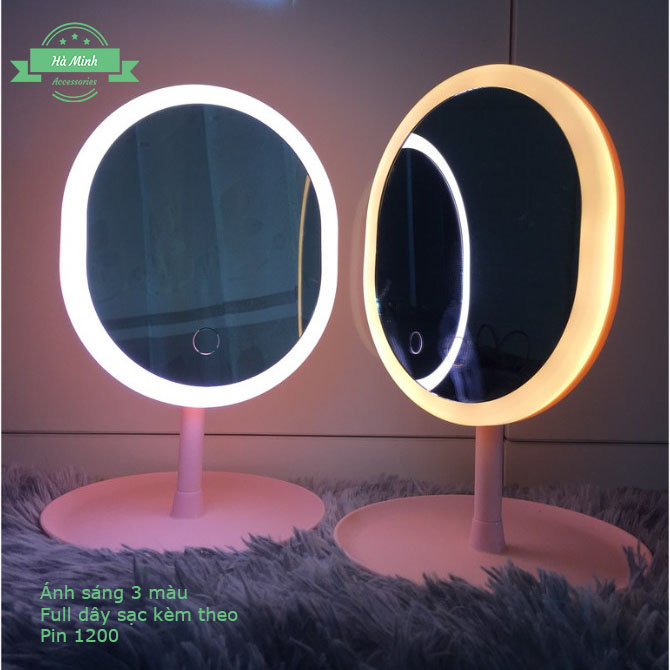 Gương Trang Điểm Tròn Để Bàn Có Đèn Led Cảm Ứng Chế Độ Ánh Sáng Trắng Sạc Điện USB – Gương Thông Minh Có Đèn Cảm Ứng Siêu Lung Linh Magic Makeup Mirror With Sensor Led