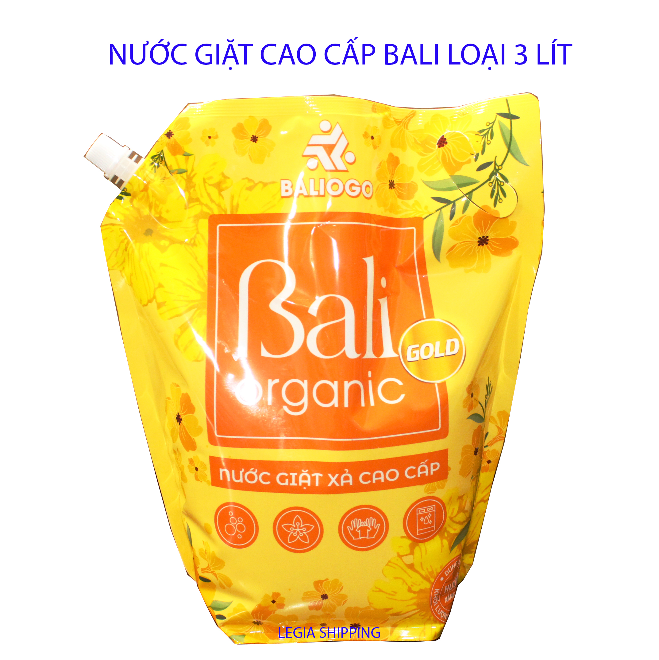 4 túi Nước Giặt Xả Bali Gold Organic công nghệ Hàn Quốc mỗi túi 3 lít