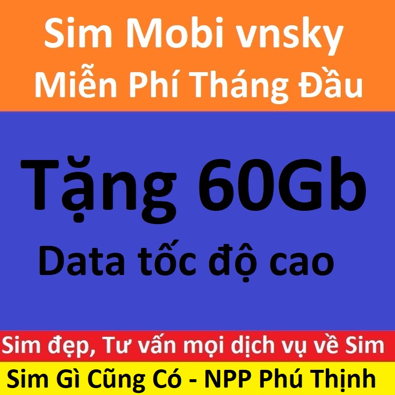 Sim mobi vnsky Miễn phí tháng đầu 60Gb