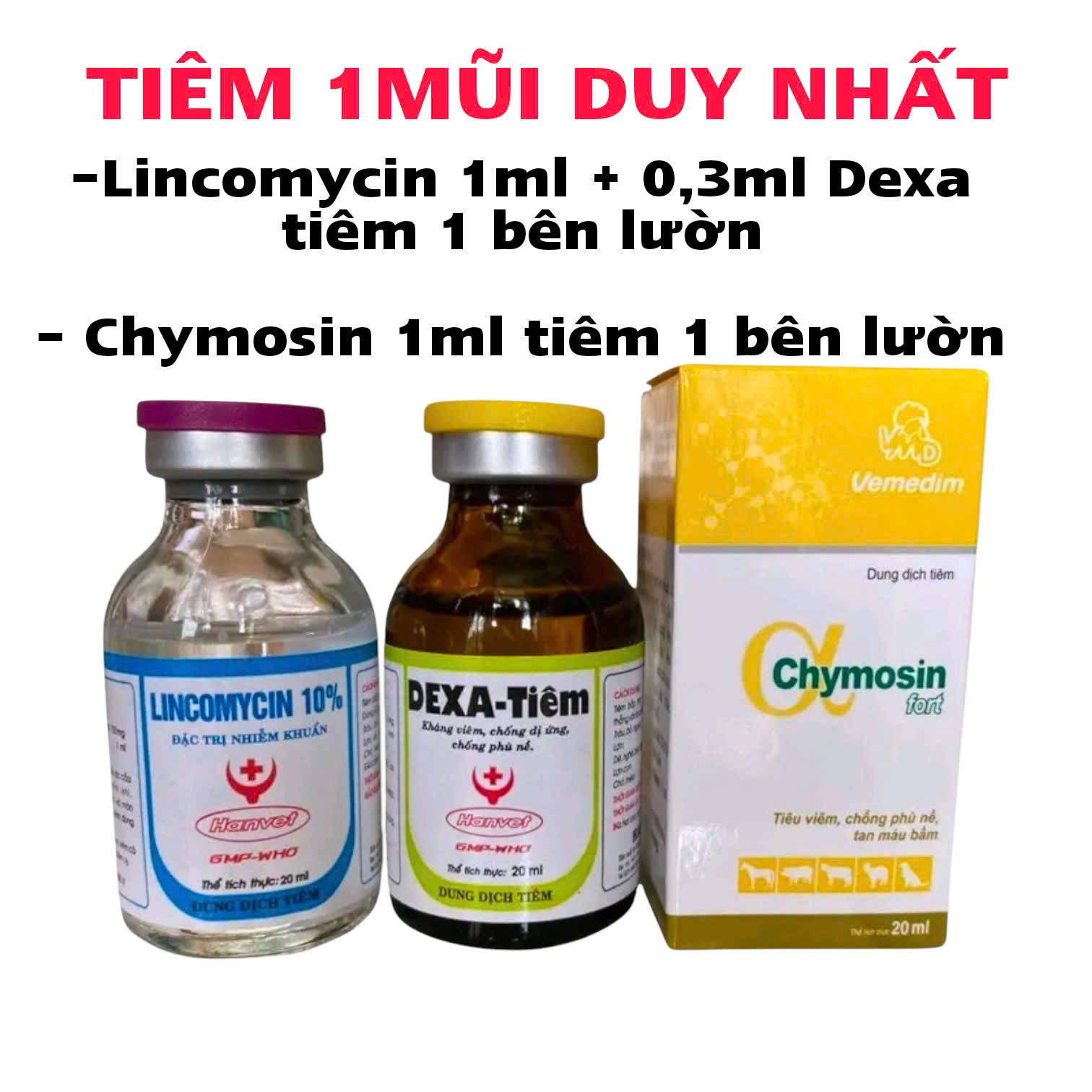 Bộ 3 tiêu mọi loại kén trên gà kén lườn úng lườn sưng củ bàn sưng gối viêm khớp gồm Chymosin Lincomy