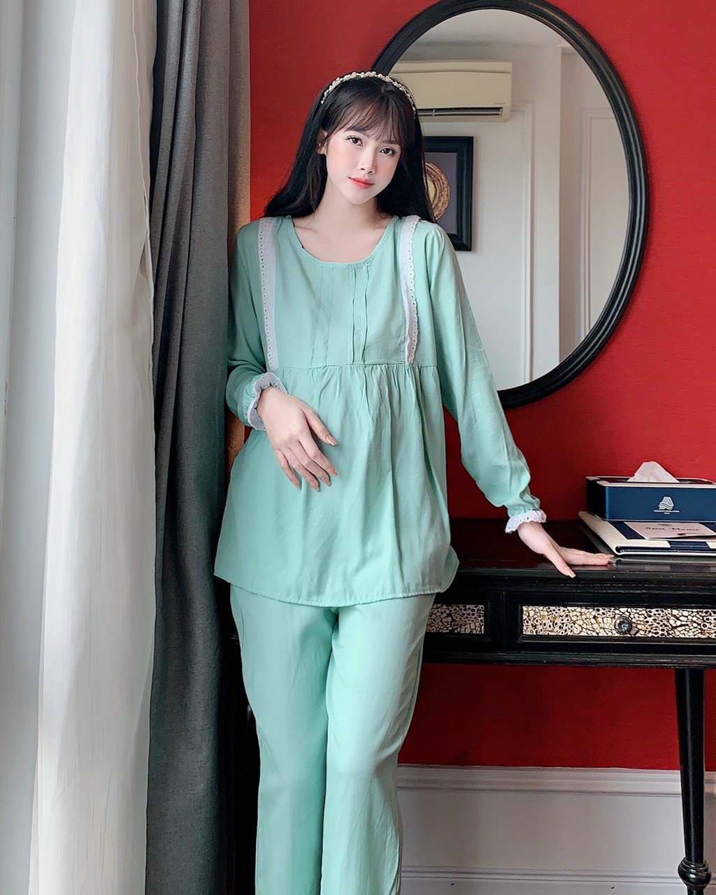 Bộ Đồ Bầu Thun Tăm Trái Tim  mẫu mới mặc hè cực mát( Hàng Loại 1)