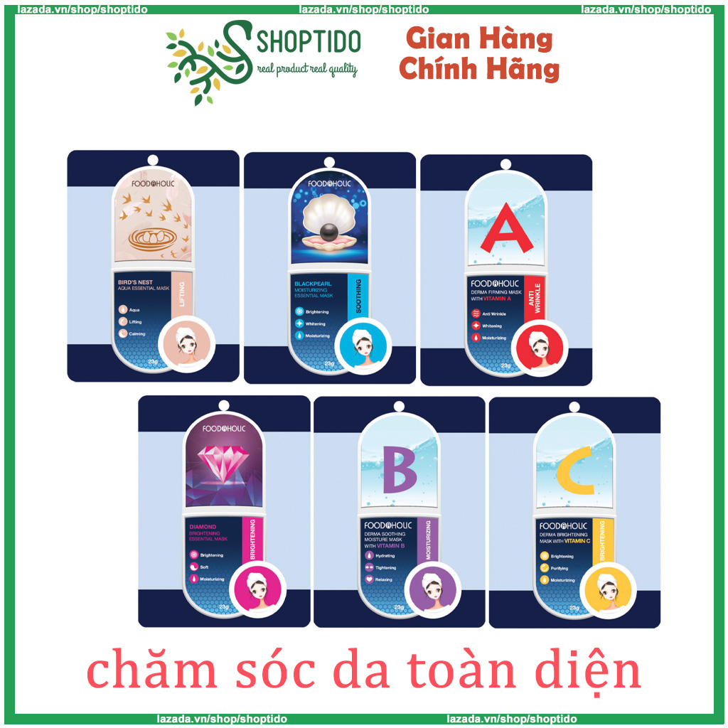 Mặt nạ giấy Foodaholic cấp ẩm nâng cơ chăm sóc da toàn diện 23g NPP Shoptido