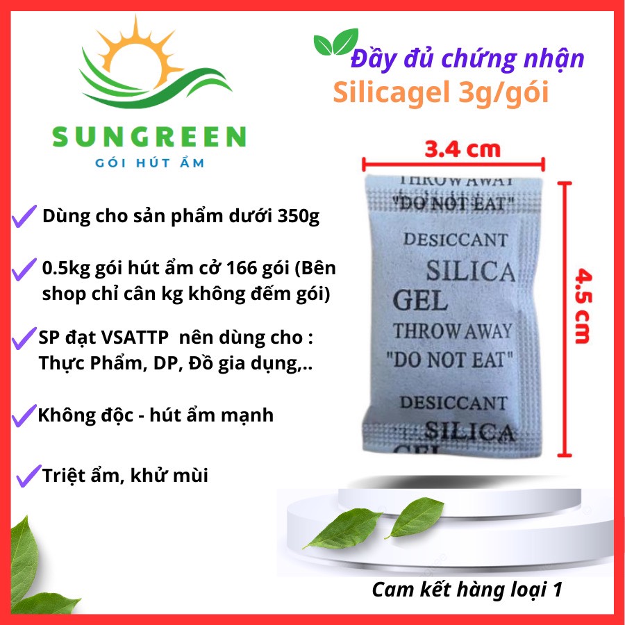 [HCM][Silicagel] Đóng túi 500g Gói Hút Ẩm loại 1/2/3/5/10/20/50/100g Silica Gel -Hạt chống ẩm mốc kh