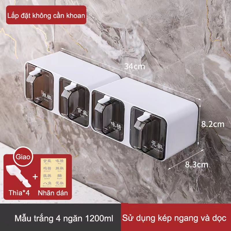 Hộp đựng gia vị nhựa treo tường/Bộ kết hợp hũ gia vị nhà bếp gia đình/Hộp đựng gia vị/kệ nhà bếp