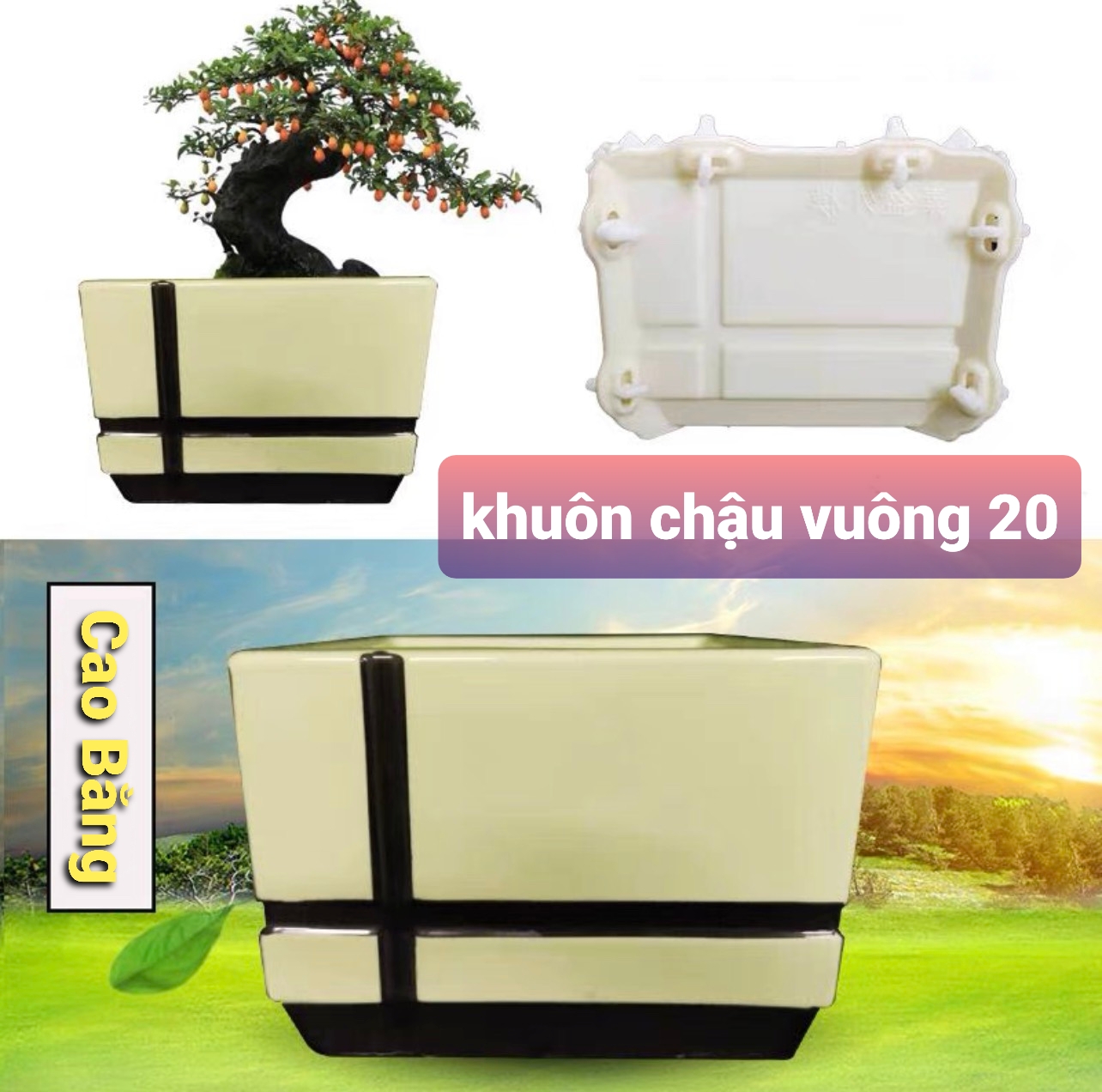 khuôn đúc chậu cảnh mini vuông 20 [khuôn ABS có lòng trong]