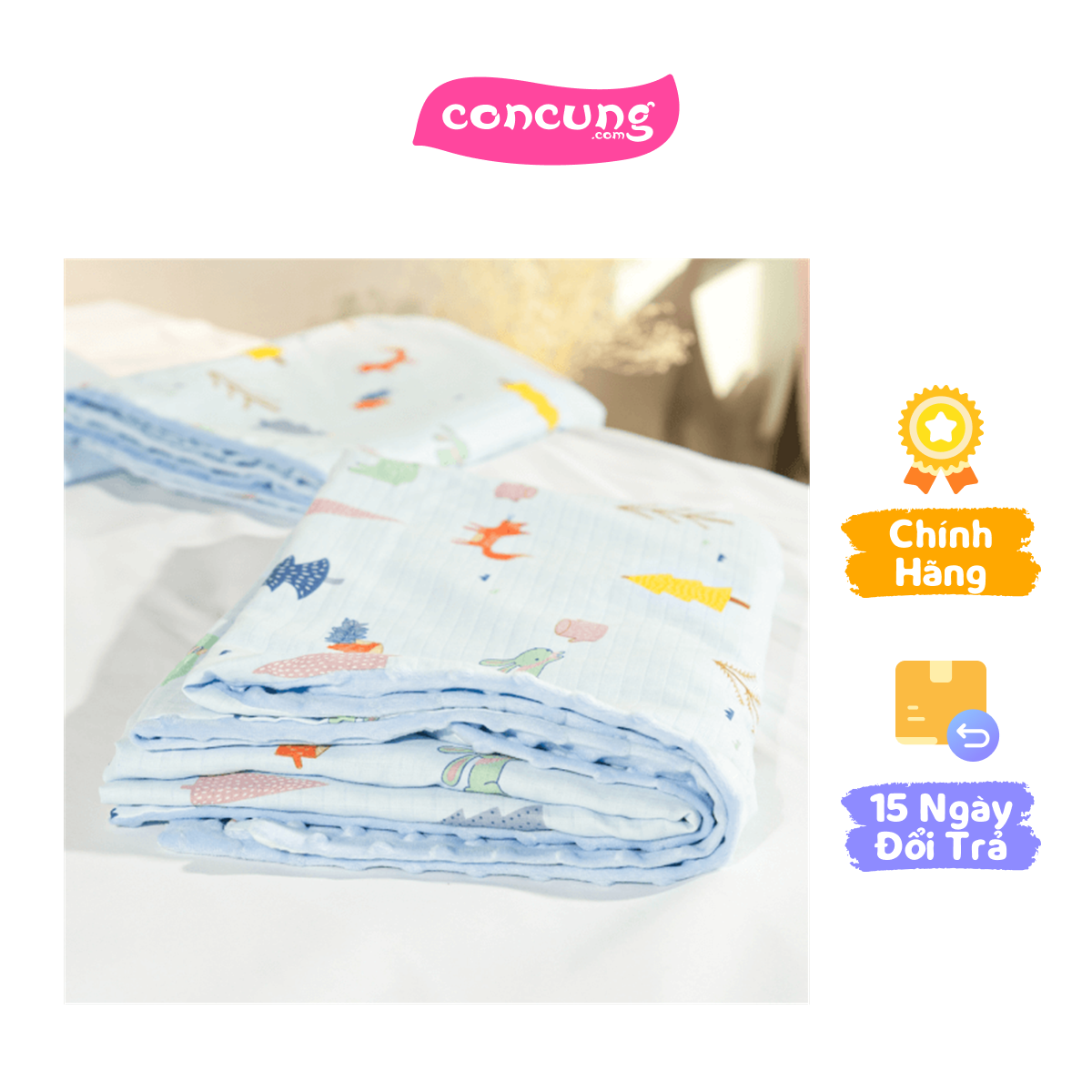 Chăn xô 2 lớp cho bé Animo B2204_MN003 (75*100cm Xanh)