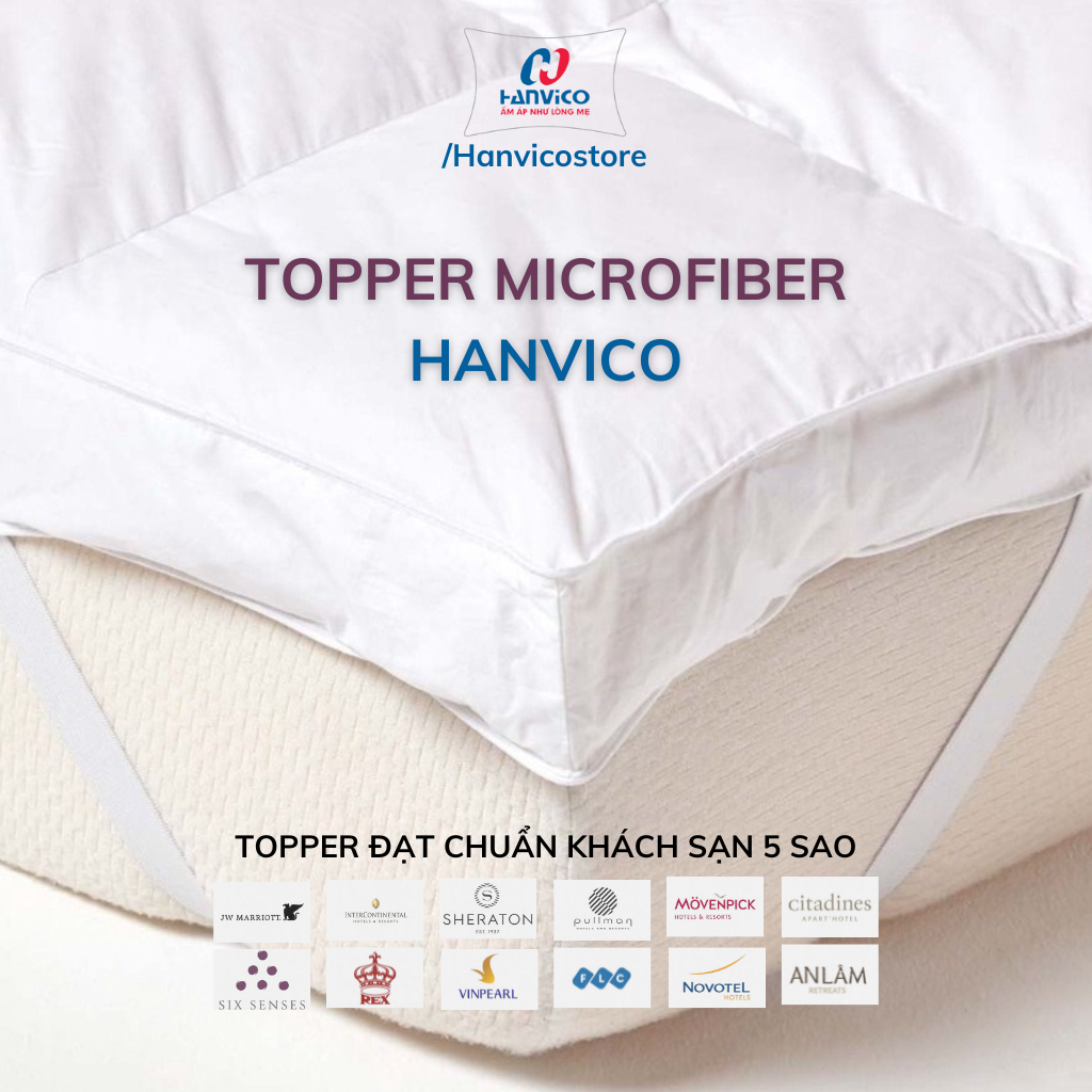 Topper nệm tăng tiện nghi HANVICO Microfiber siêu êm ái