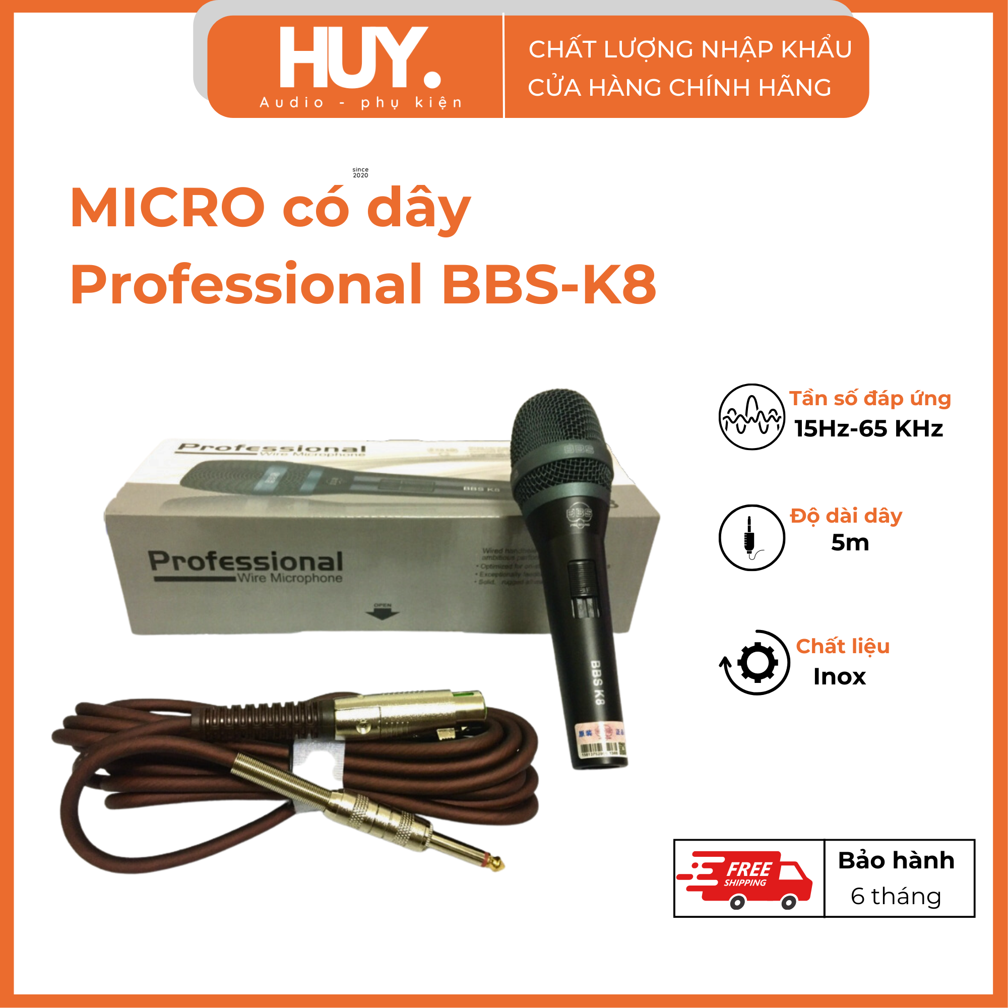 Micro Có Dây Cao Cấp Professional BBS-K8· Hút Âm. Chống Hú Tốt Âm Thanh Cực Hay Micro Dành Cho Loa Kéo Amply Loa Bluetooth Dàn Karaoke Gia Đình