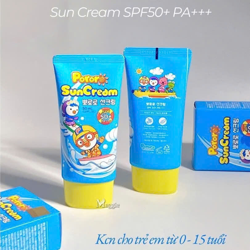 Kem chống nắng Pororo SunCream SPF 50+ PA+++ Hàn Quốc cho trẻ sơ sinh đến 15 tuổi (MÃ 65)