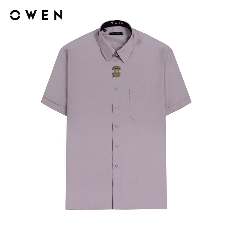 OWEN - Áo sơ mi ngắn tay Body Fit AB230505NT màu Đỏ chất liệu Polyester Modal Spandex
