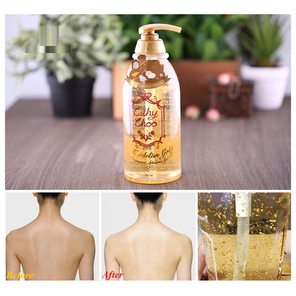 [Hcm]Sữa Tắm Trắng Da Cathy Choo 24K Active Gold 750Ml Thái Lan Chính Hãng